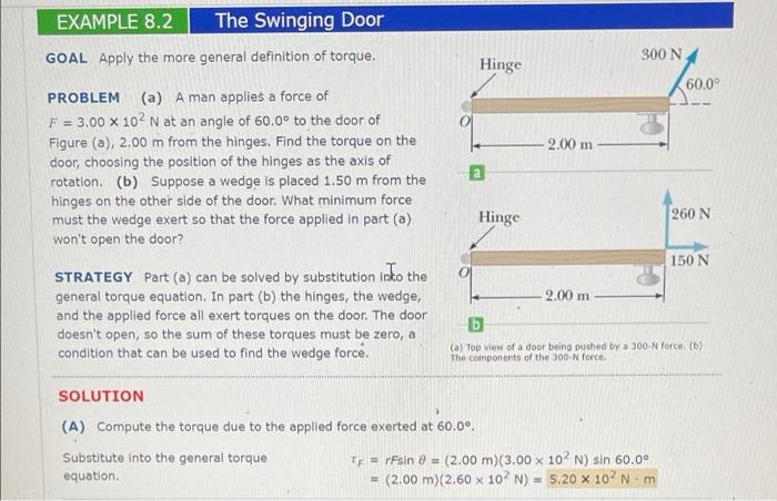 Solved EXAMPLE 8.2 The Swinging Door GOAL Apply the more | Chegg.com