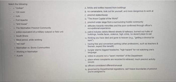 Match the following: | Chegg.com