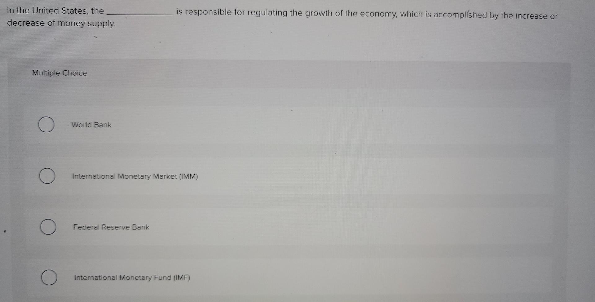 Solved In the United States, the decrease of money supply. | Chegg.com