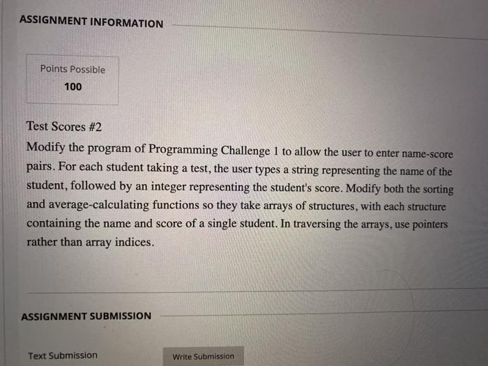 Solved ASSIGNMENT INFORMATION Points Possible 100 Test | Chegg.com