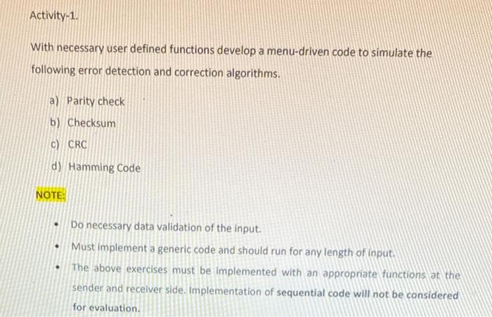 Solved With necessary user defined functions develop a | Chegg.com