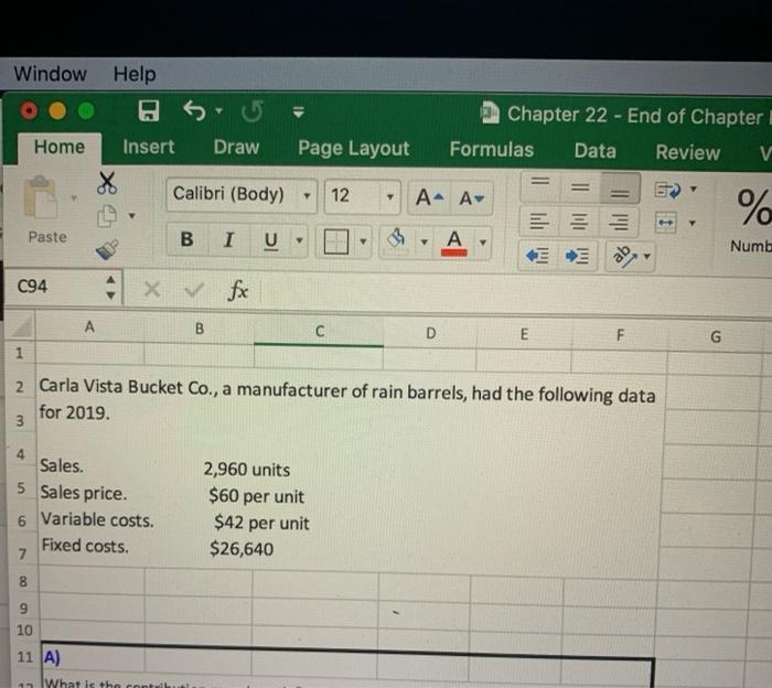 Solved Window Help Chapter 22 - End of Chapter Formulas Data | Chegg.com