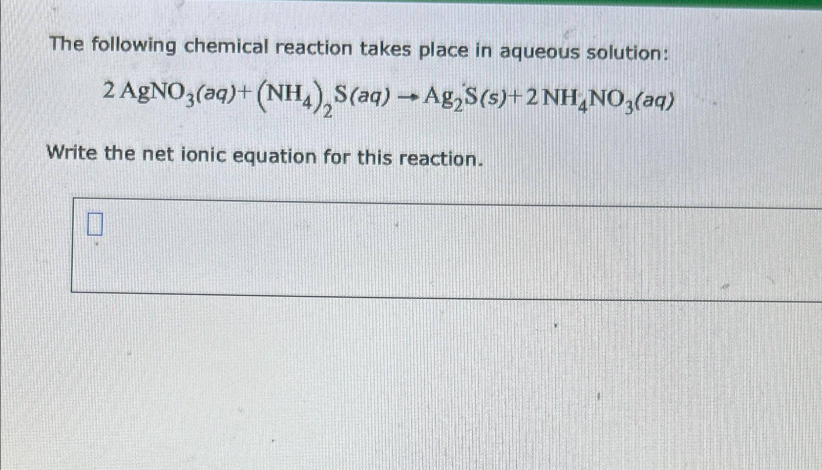 Solved The following chemical reaction takes place in | Chegg.com