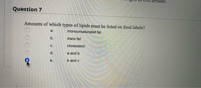 Solved Question 6 The bottom portion of the Nutrition Facts | Chegg.com