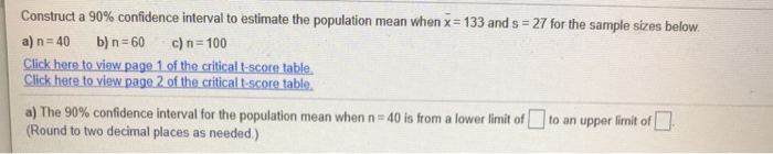 Solved Construct a 90% confidence interval to estimate the | Chegg.com