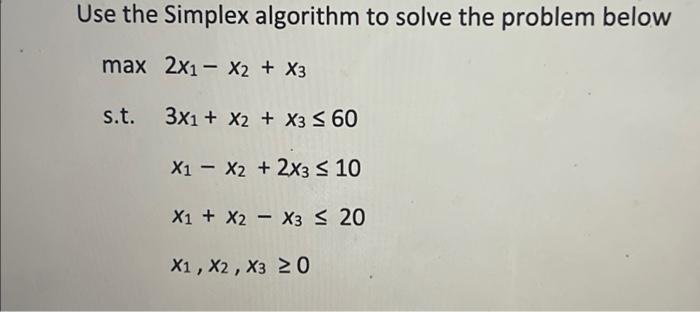 Solved Use the Simplex algorithm to solve the problem below | Chegg.com