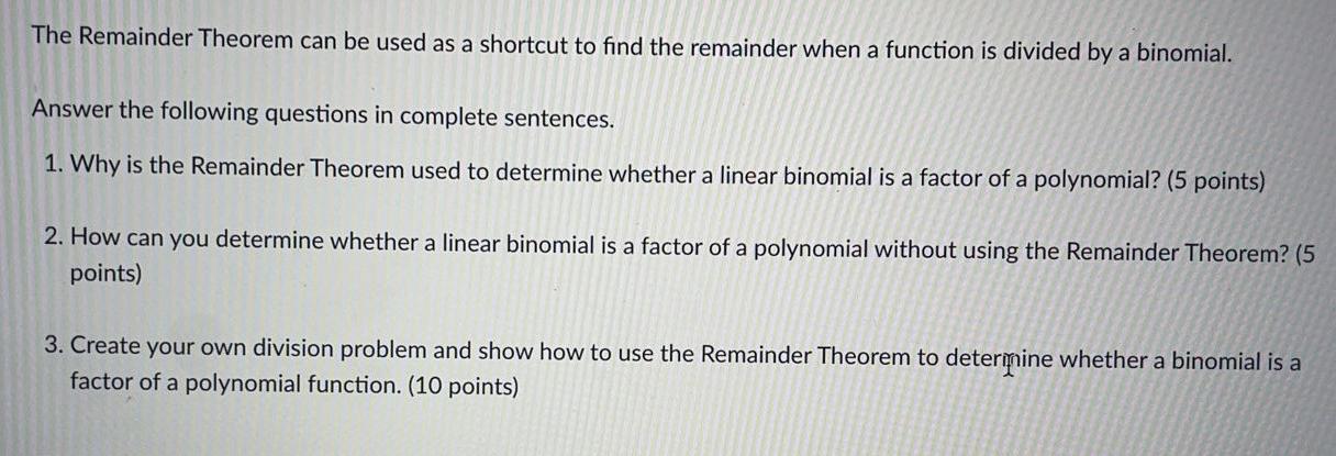 solved-the-remainder-theorem-can-be-used-as-a-shortcut-to-chegg