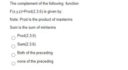 Solved The complement of the following function | Chegg.com