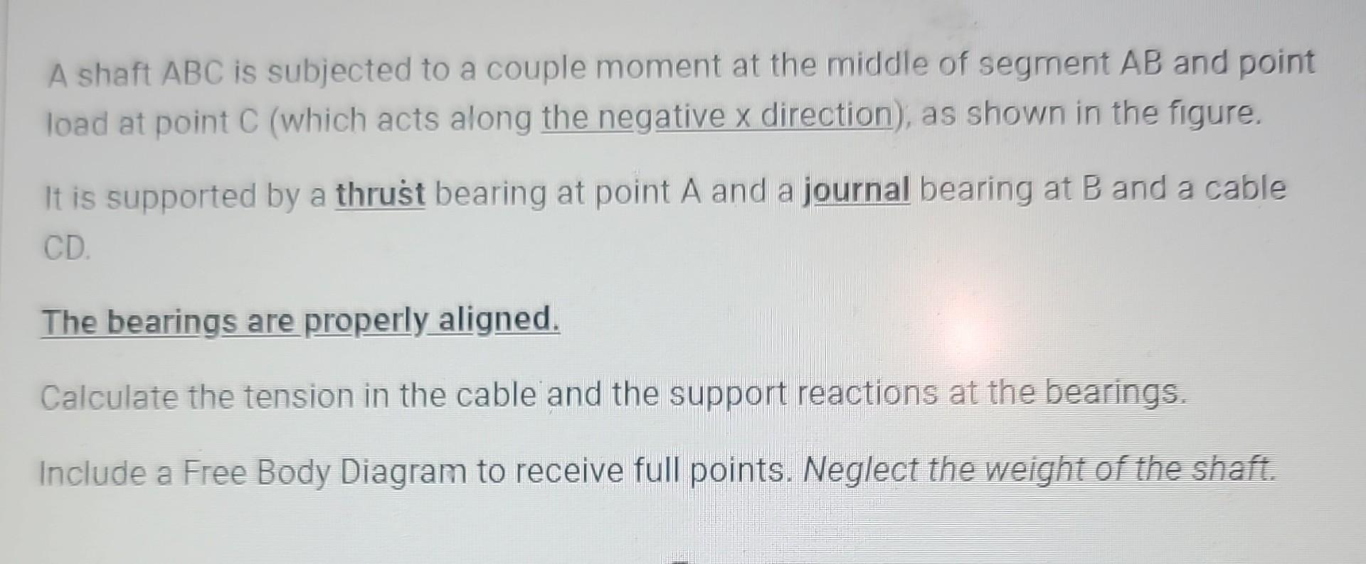 Solved A shaft ABC is subjected to a couple moment at the | Chegg.com