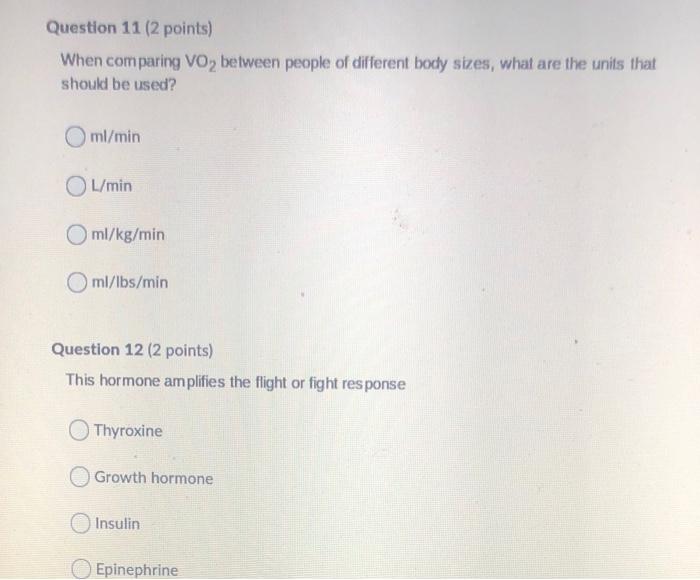 Solved Question 11 (2 points) When comparing VO, between | Chegg.com
