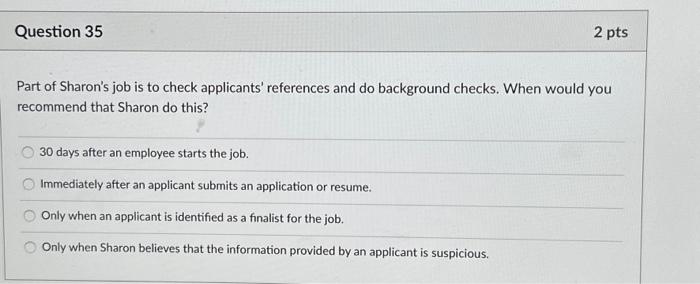 Solved Part Of Sharons Job Is To Check Applicants 6326