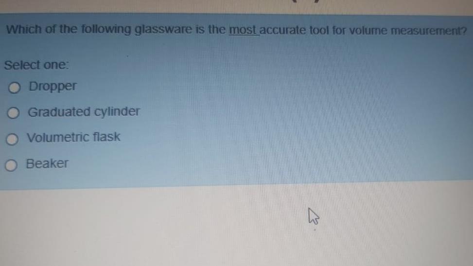Solved Which of the following glassware is the most accurate