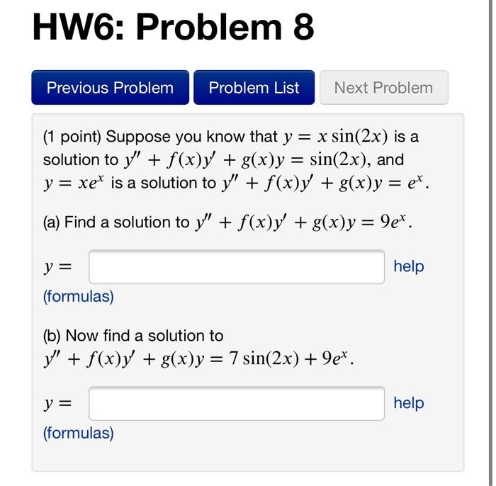 Solved HW6: Problem 8 Previous Problem Problem List Next | Chegg.com