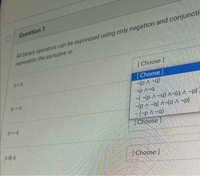 Solved Question 1 Al binary operators can be expressed using | Chegg.com