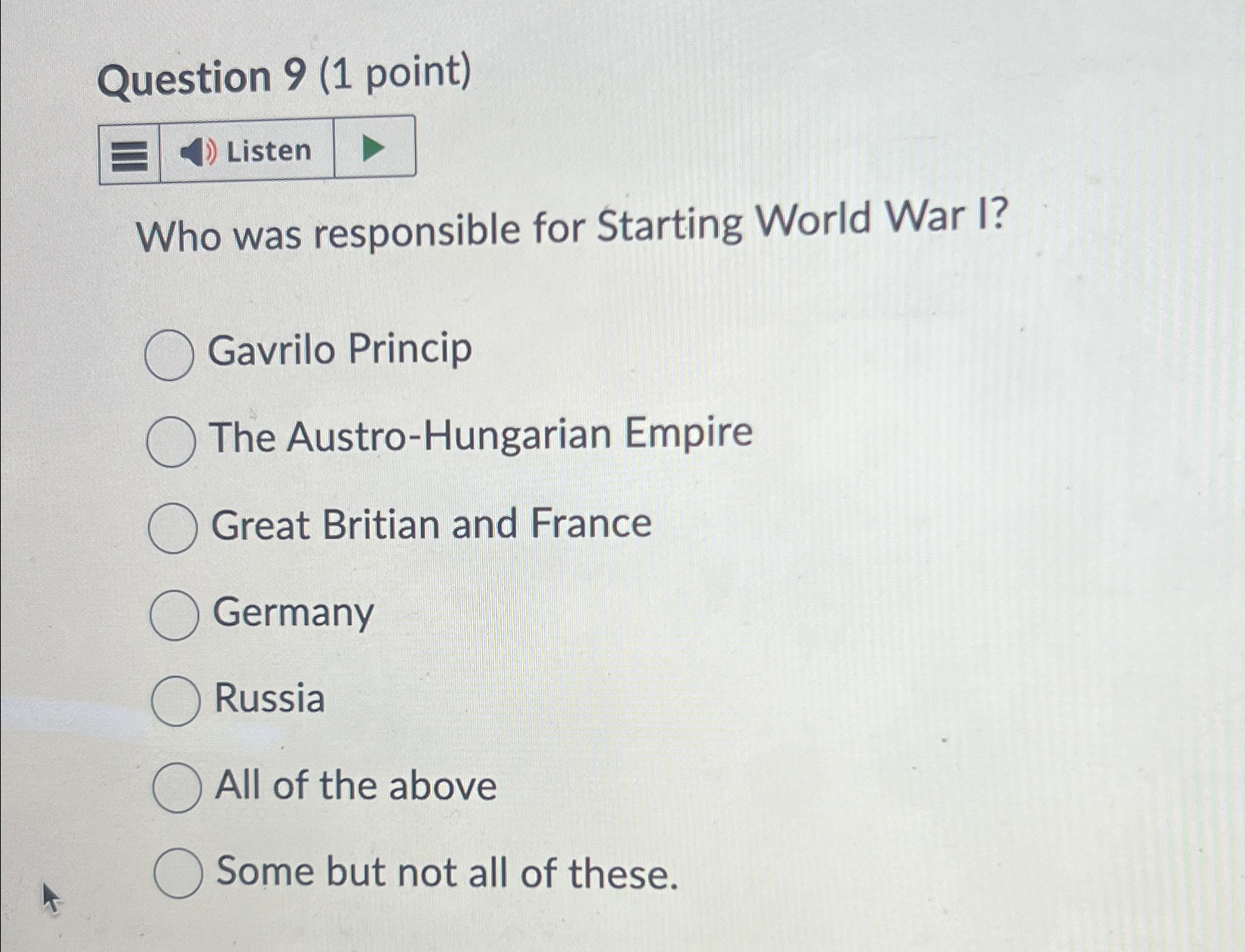 Solved Question 9 (1 ﻿point)Who Was Responsible For Starting | Chegg.com