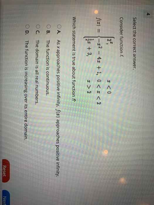 Solved 4 Select the correct answer. Consider function f. 2", | Chegg.com