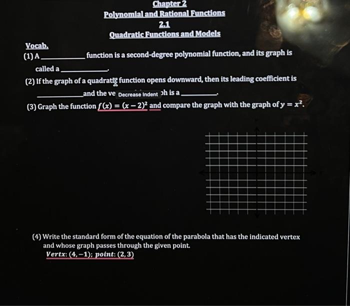 Solved Chapter 2 Polynomial And Rational Functions 2.1 | Chegg.com