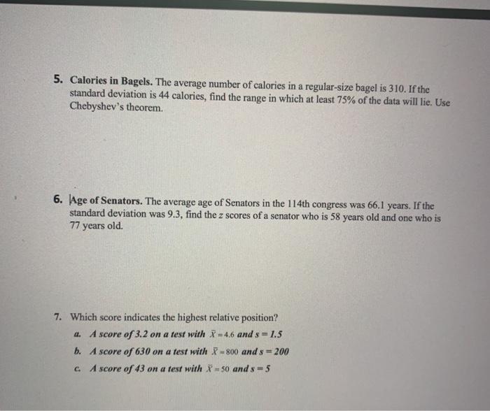 Solved 5. Calories in Bagels. The average number of calories
