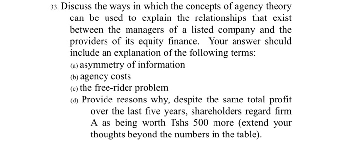 Solved 33. Discuss the ways in which the concepts of agency | Chegg.com