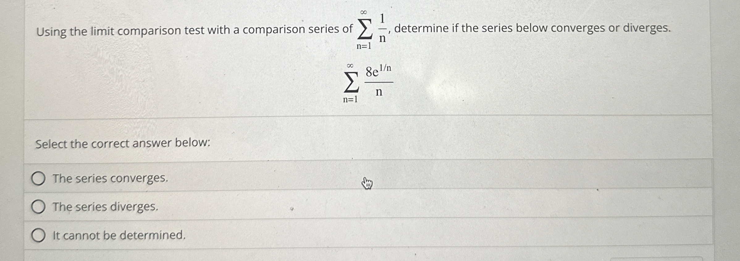 Solved by an EXPERT Using the limit comparison test with a comparison ...