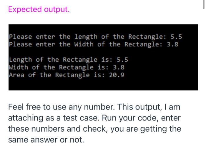 Solved Exercise Two: (PC#2: Rectangle Area-- Complete the | Chegg.com