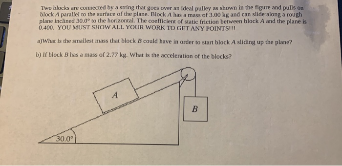 Solved Two blocks are connected by a string that goes over | Chegg.com