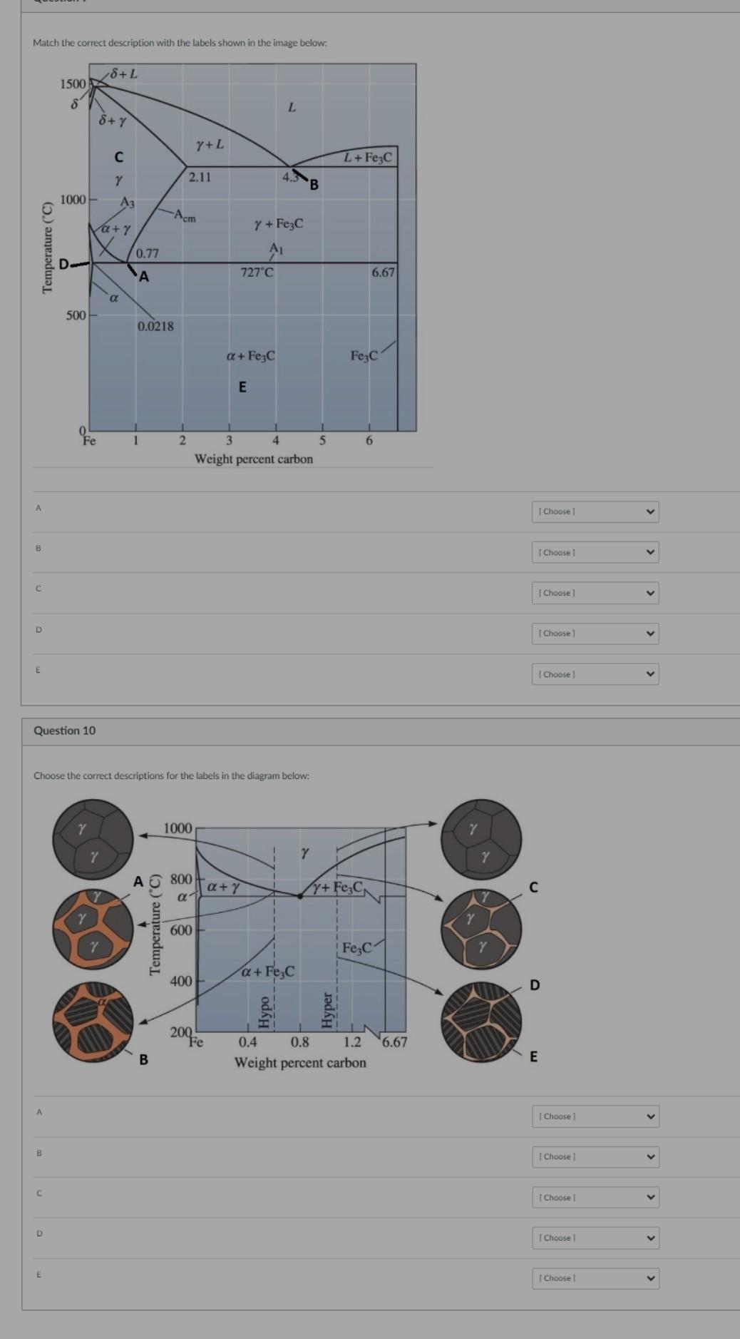 Match the correct description with the labels shown | Chegg.com