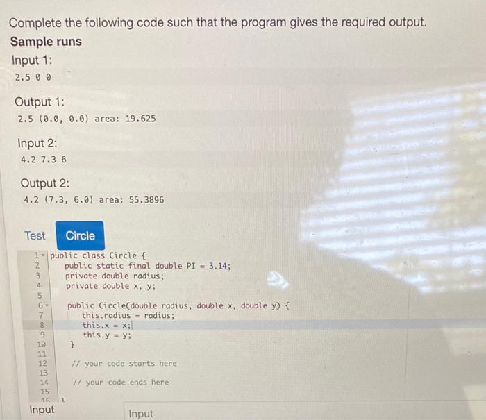 Solved Complete the following code such that the program | Chegg.com