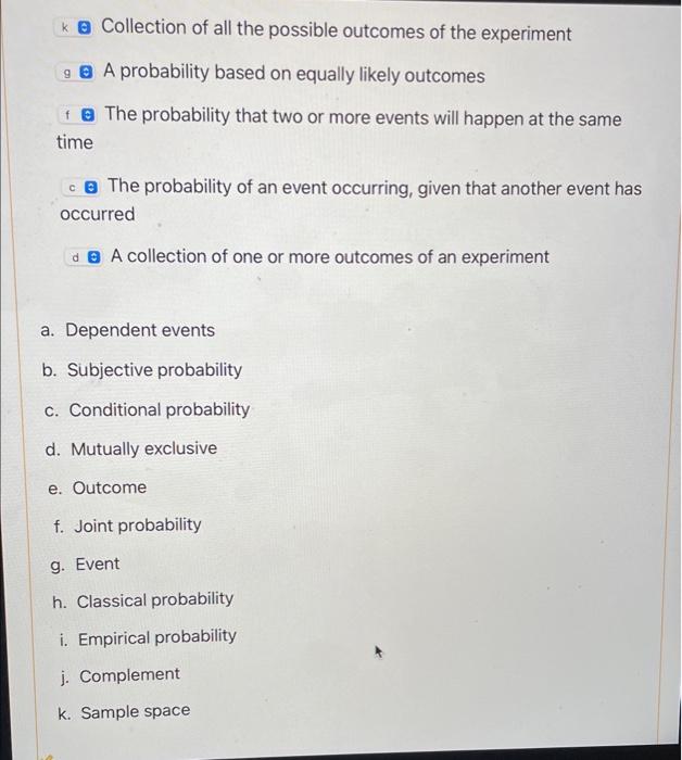 Solved Collection of all the possible outcomes of the | Chegg.com