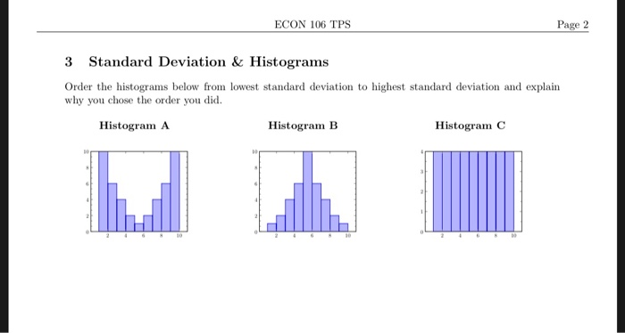 Solved ECON 106 TPS Page 2 3 Standard Deviation & Histograms | Chegg.com