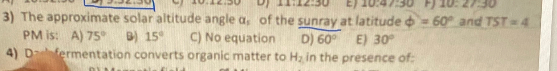 Solved The approximate solar altitude angle α, ﻿of the | Chegg.com