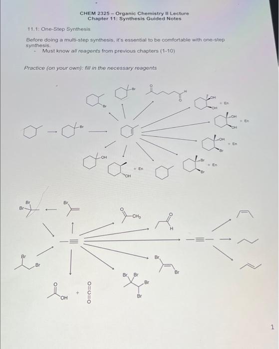 Br 11.1: One-Step Synthesis Before Doing A Multi-step | Chegg.com