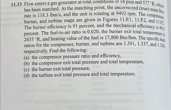 Solved 11.13 Flow enters a gas generator at total conditions | Chegg.com