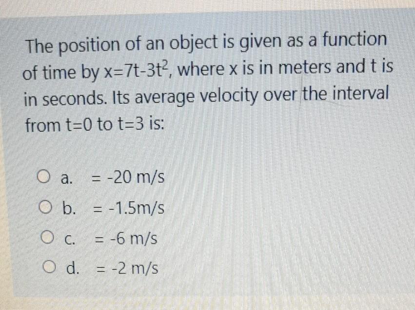Solved The position of an object is given as a function of | Chegg.com