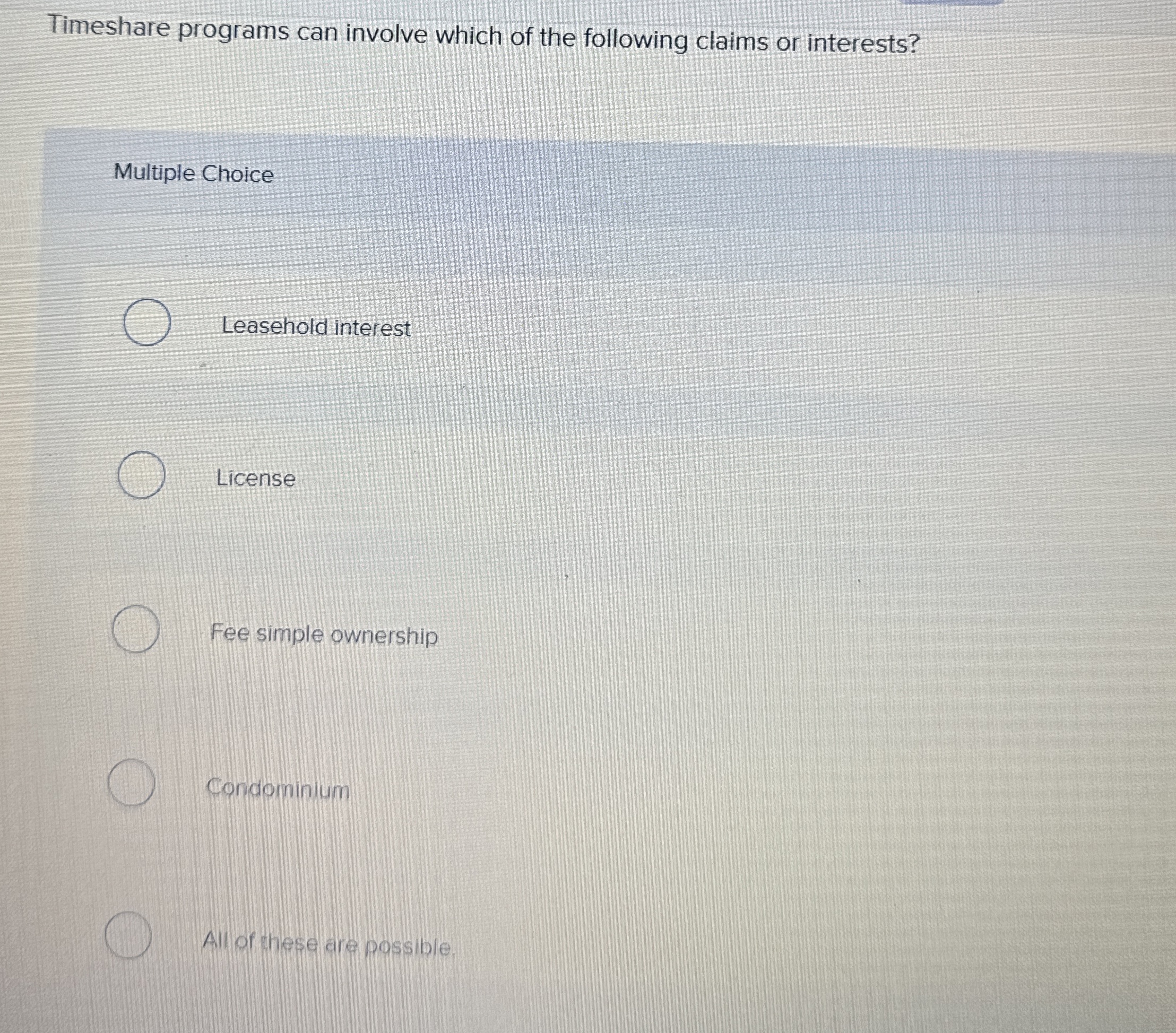 Solved Timeshare programs can involve which of the following
