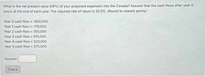 Solved What Is The Net Present Value NPV Of Your Proposed Chegg Com   Image