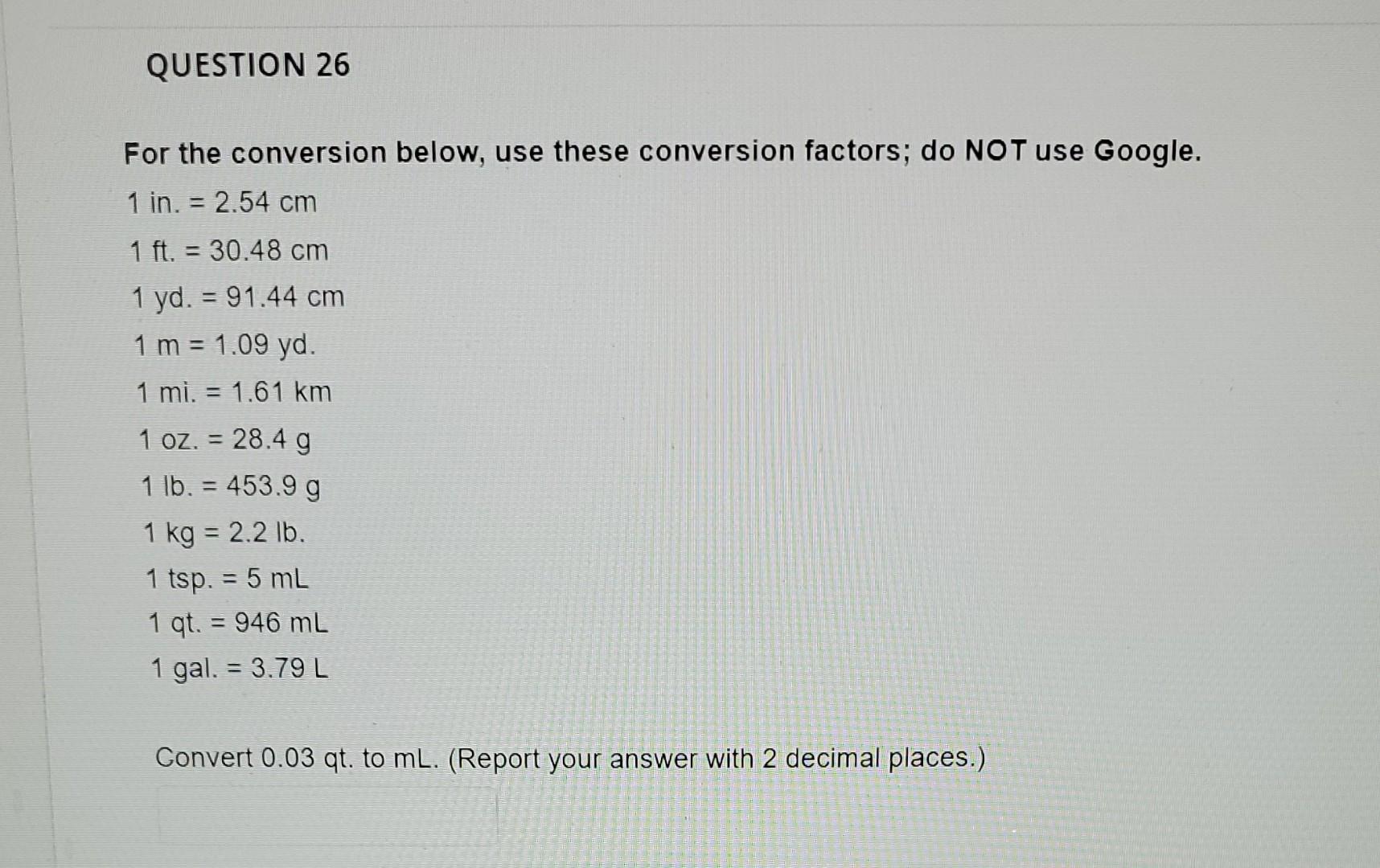Solved For the conversion below, use these conversion | Chegg.com