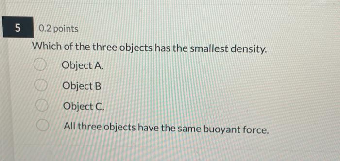 Solved Three Separate Objects Float In Water. Refer To The | Chegg.com