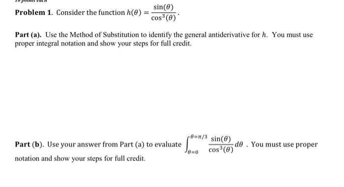 Solved Problem 1. Consider the function (0) sin(0) cos (0) | Chegg.com