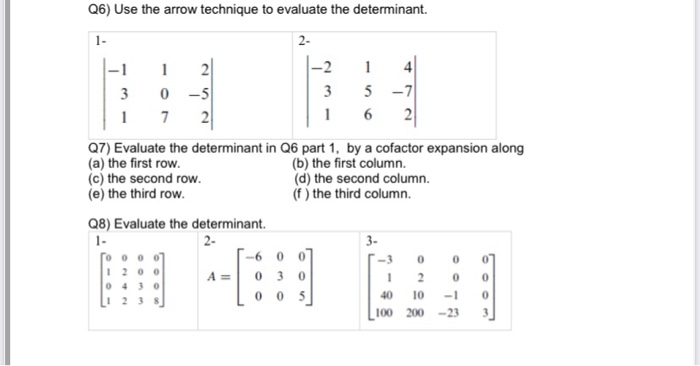 Diagonal Arrow Method S.pdf Solved Q6) Use the arrow technique to evaluate the | Chegg.com