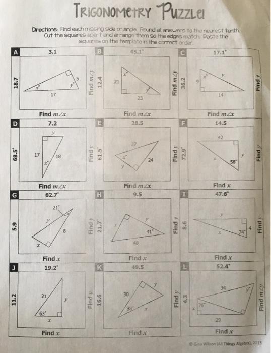 Solved Trigonometry Puzzle Drections And Each Mong Side Chegg Com