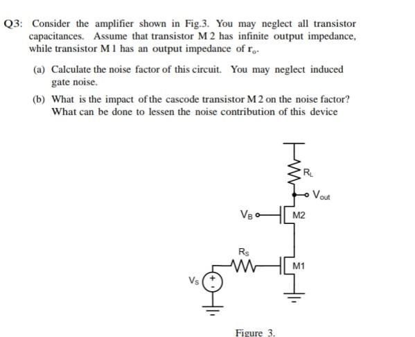 Solved Q3: Consider the amplifier shown in Fig.3. You may | Chegg.com