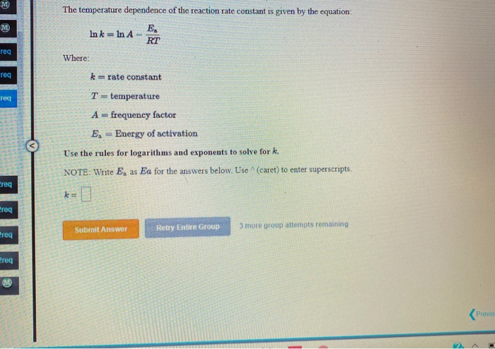 Solved M The temperature dependence of the reaction rate | Chegg.com