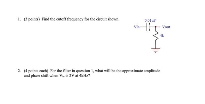 Solved 2. (4 points each) For the filter in question 1, what | Chegg.com