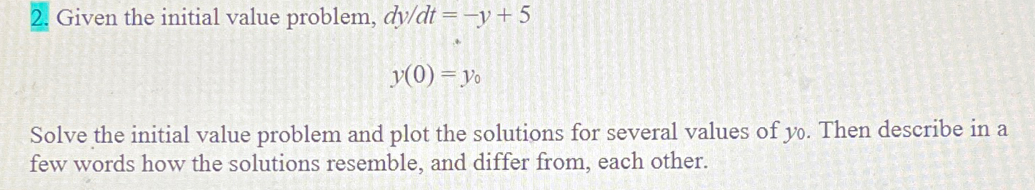 Solved Given the initial value problem, | Chegg.com
