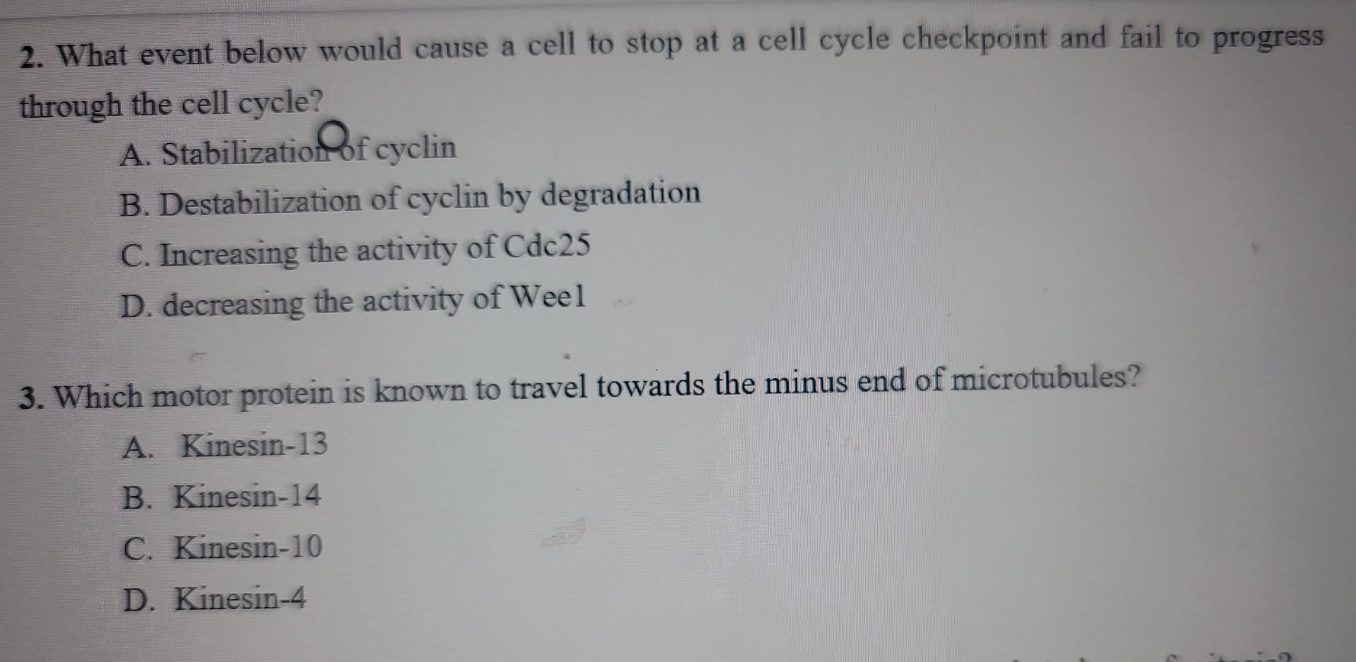 Cell Stop Functioning Representation Solved 2. What event below would cause a cell to stop at a | Chegg.com