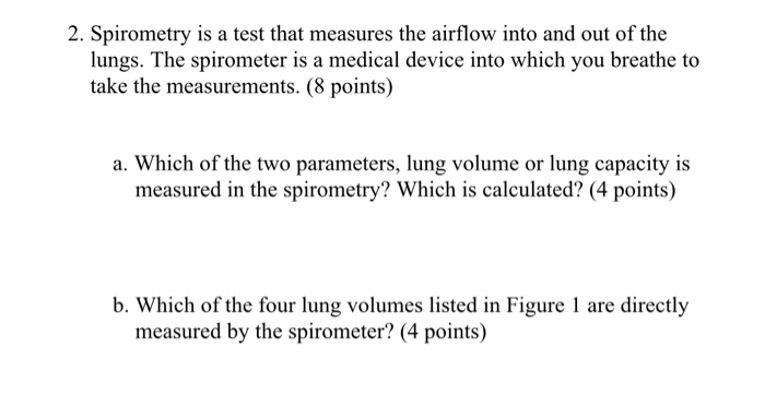 Spirometry Analysis Example Question Solved 2. Spirometry is a test that measures the airflow | Chegg.com