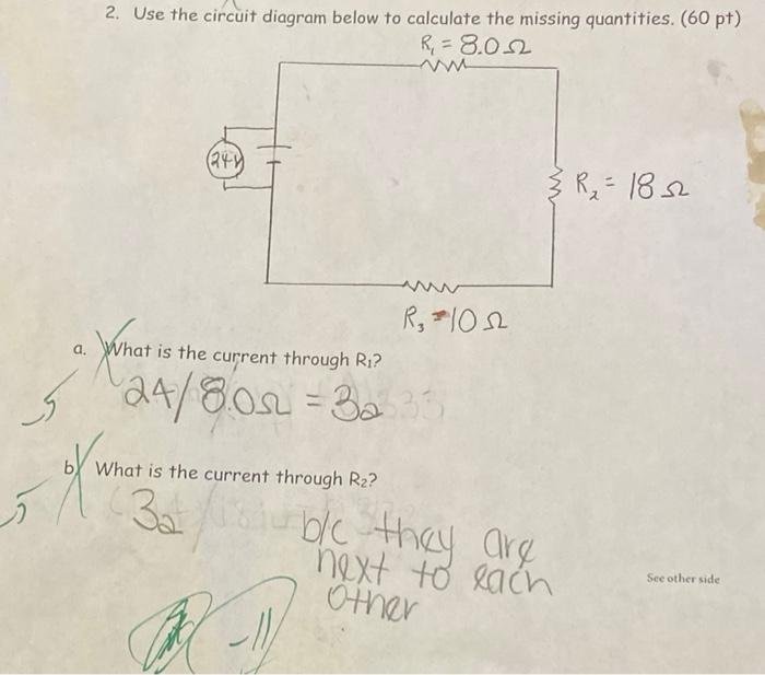 Solved آور 2. Use the circuit diagram below to calculate the | Chegg.com