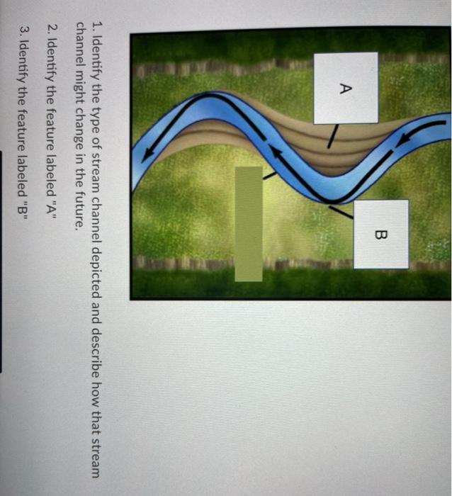 Solved B A 1. Identify the type of stream channel depicted | Chegg.com