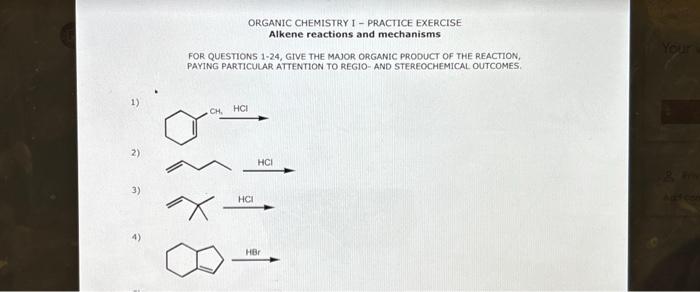 Solved ORGANIC CHEMISTRY I - PRACTICE EXERCISE Alkene | Chegg.com